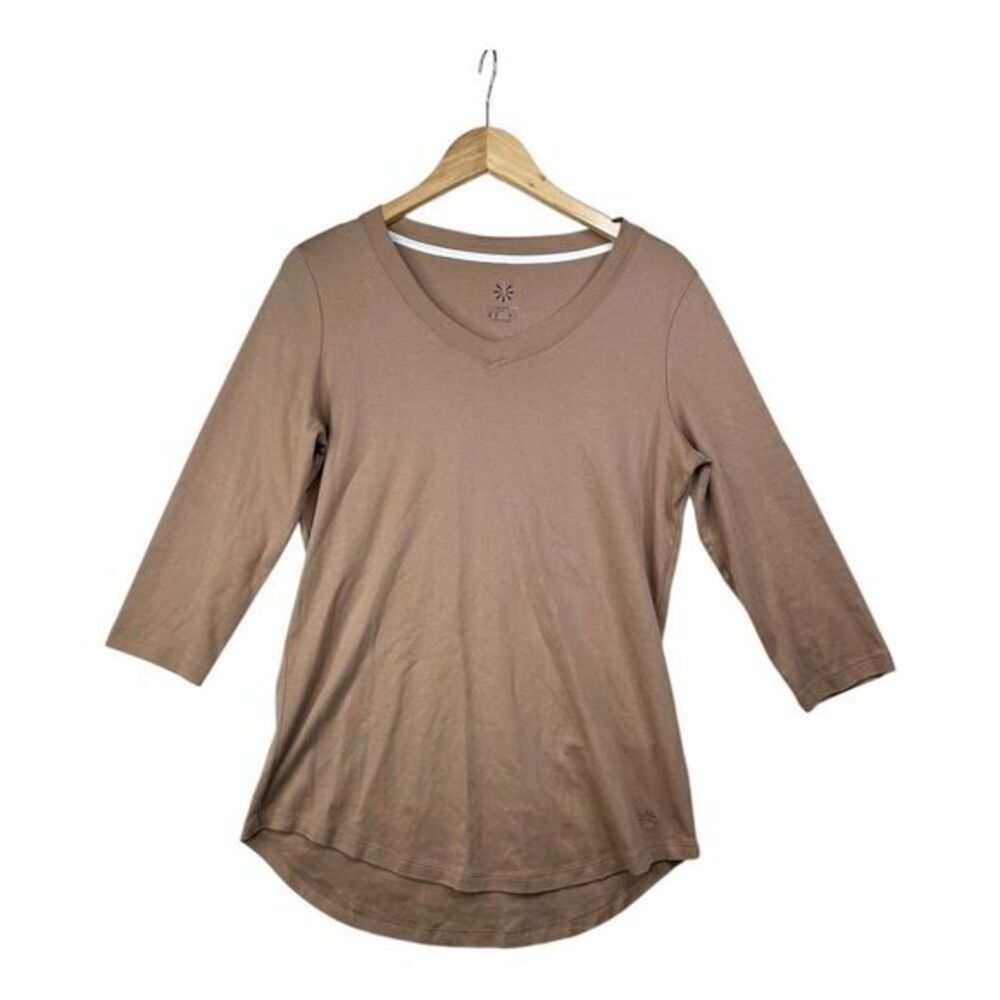 Issa Mizrahi V-neck Long Sleeve Top size Medium‎ Brown